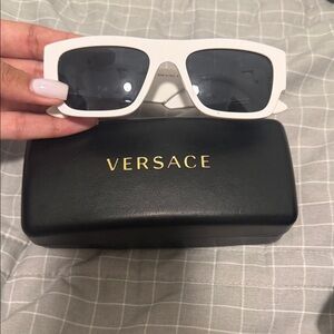 Versace Chic White Sunglasses with Black Lenses